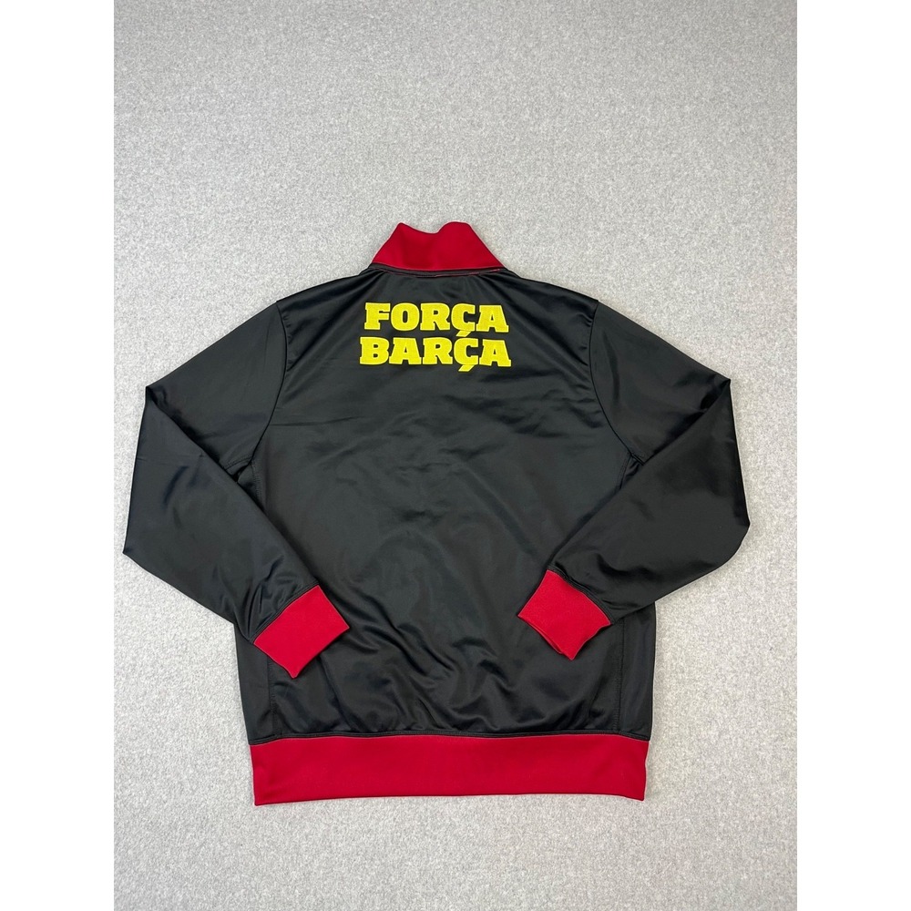 FC Barcelona Track Jacket Mens XL Black Red FORÇA BARÇA Soccer Full Zip